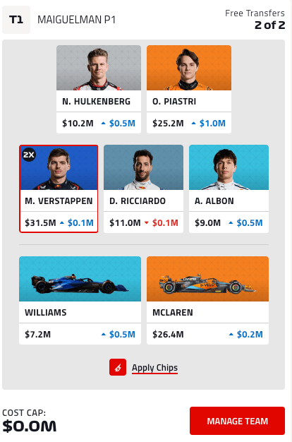 Team 1 - Round 17